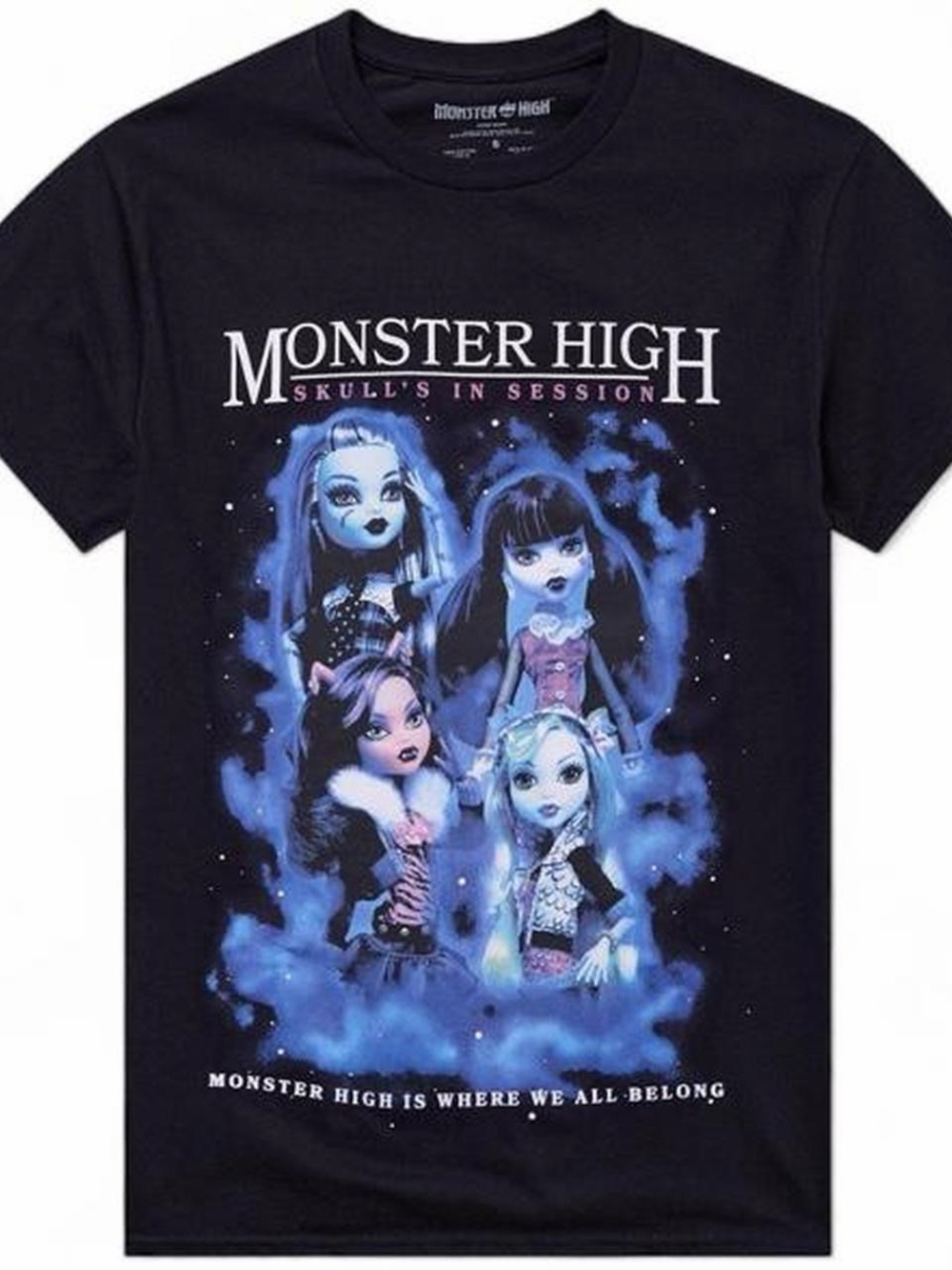 monster high Black Graphic Tee with Blue Character Art